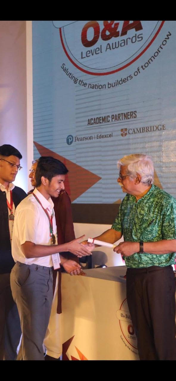 Kabya getting certificate of academic excellence